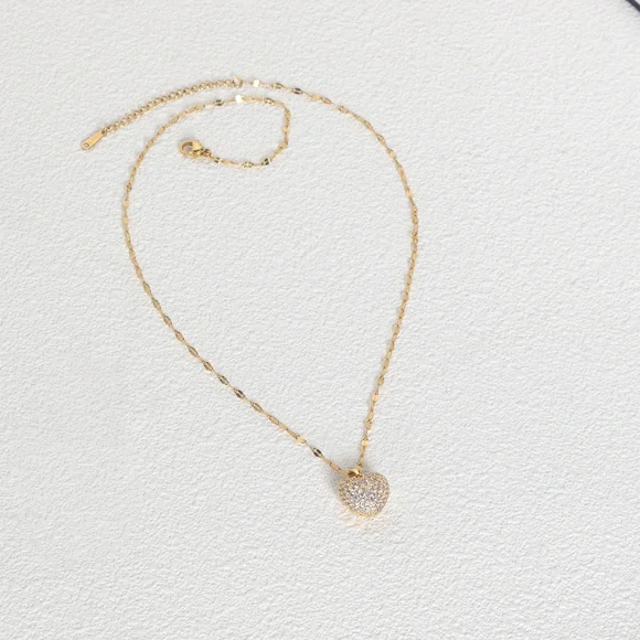 Sliver & Gold heart diamond necklace - Picture 4 of 5